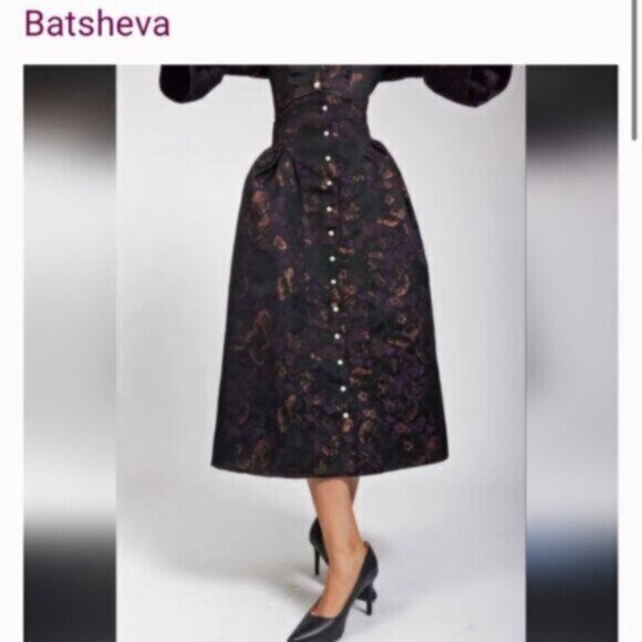 🌹HP🌹Batsheva Bella BNWOT metallic jacquard midi skirt 6 - Picture 13 of 15